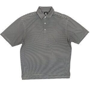 FootJoy Polo Golf Shirt Stretch Striped Short Sleeve Black/White XL